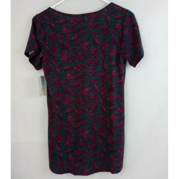 NWT Lularoe Classic T  Dark Green With Fuschia Floral Design Size XS - Picture 2 of 5